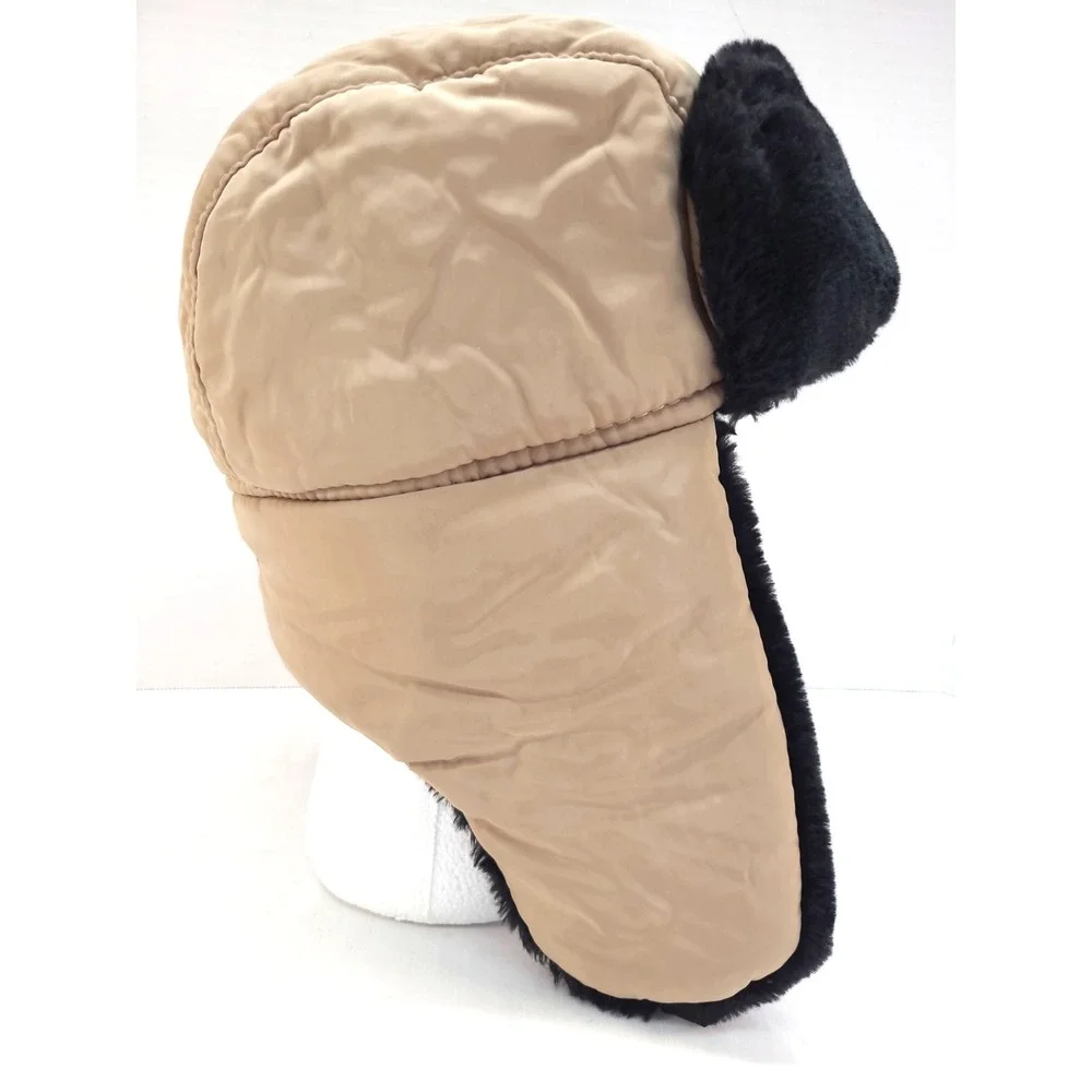 Icebar Ice Bar Las Vegas Minus 5 Warm Trapper Tan Black Faux Fur Quilted Hat